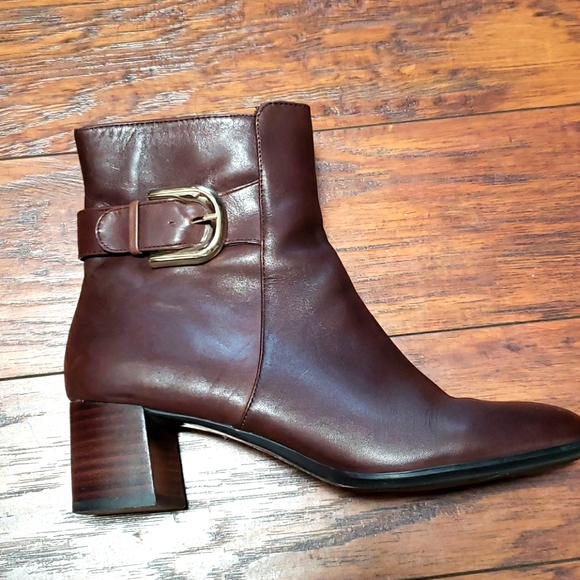 Nine West Shoes - Nine West Brown Ankle Boots with Gold Buckle